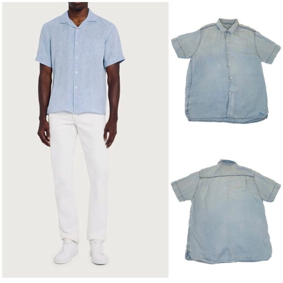 Tommy Bahama L Linen Button Up Shirt Relaxed Fit Blue Large - Picture 1 of 8